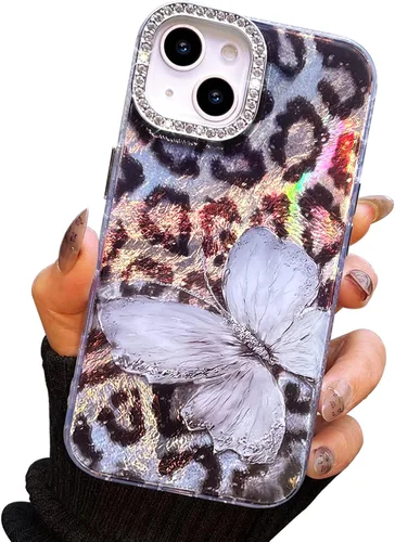 Vista 92 de I-MGAE-IN-AR - Funda diseñada para iPhone 12 y 12 Pro, diseño de mariposa plateada brillante, funda protectora de poliuretano termoplástico, suave