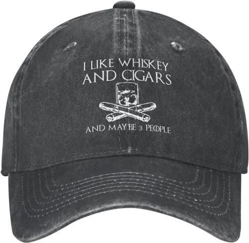 Philysonic Funny Hat I Like Whisky and Cigars and Maybe 3 People Hat for Men Baseball Caps Adjustable Caps
