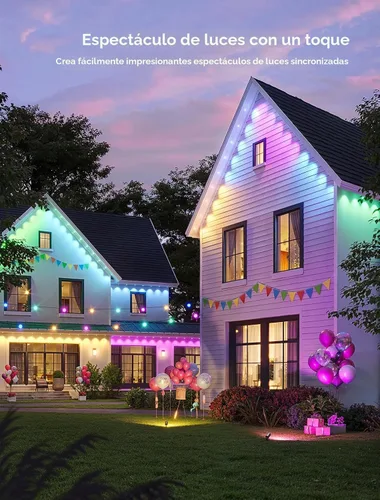 Vista 4 de Govee 2 luces permanentes para exteriores, luces RGBIC de 50 pies para exteriores con 36 luces LED, IP67 impermeable, 100 modos de escena con 40 lm