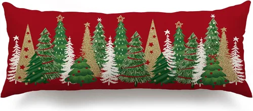 Vista 15 de DFXSZ Fundas de almohada de Navidad 16x16 pulgadas Juego de 2 fundas de almohada de árbol de Navidad decorativas en rojo para sofá de invierno Rojo