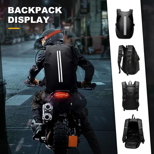 Vista 31 de Mochila de motocicleta,Mochila de casco resistente al agua para hombres,Accesorios de motocicleta,Mochila de viaje