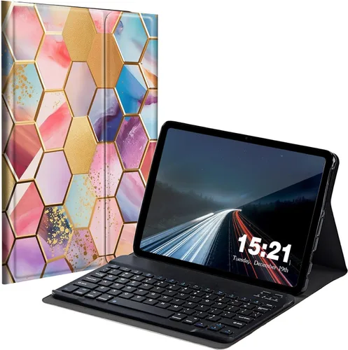 Vista 8 de Funda de teclado para Samsung Galaxy Tab S6 Lite 2022/2020, Galaxy Tab S6 Lite SM-P610/P613/P615/P619 con teclado Bluetooth inalámbrico desmontable