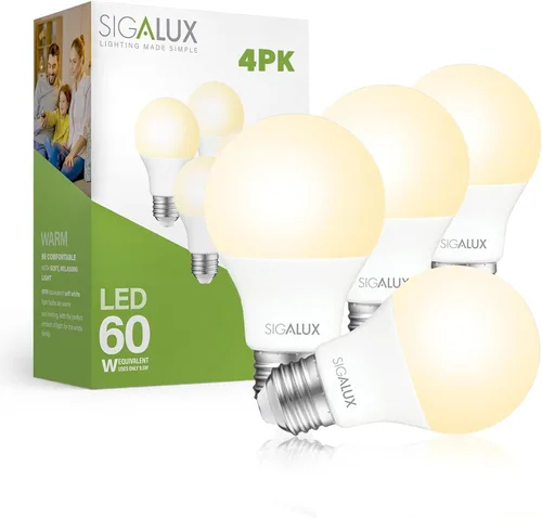 Vista 14 de Sigalux Bombillas LED A19 regulables, equivalente a 75 W, 1000 lúmenes, blanco suave de 2700 K, base E26, vida útil de 15000 horas, bombillas LED