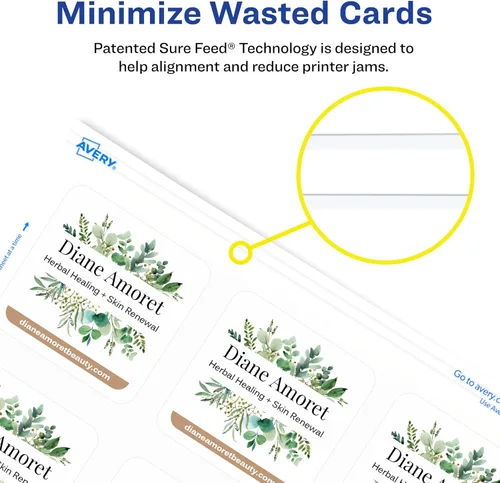 Vista 3 de Avery Clean Edge - Tarjetas cuadradas imprimibles con tecnología Sure Feed, esquinas redondeadas, 2.5 x 2.5 pulgadas, blancas, 180 tarjetas