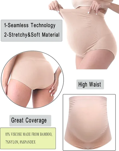 Vista 2 de Rnxrbb M-5XL Ropa interior de maternidad Shapewear sobre Bump Plus Size Seamless Support Maternidad Bragas Ropa de Talle Alto