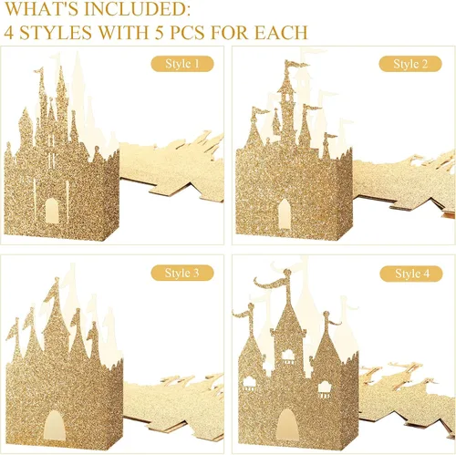 Vista 2 de Geiserailie 20 Piezas Caja de Castillo Caja de Dulces de Princesa Caja de Regalo de Confeti de Castillo Decoraciones de Fiesta de Princesa Fiesta