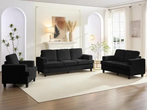 Vista 12 de Mjkone Juego de sofás de 3 piezas, sofás seccionales de 3 asientos y sofá biplaza con sillón, sofás de 82 pulgadas de ancho para sala de estar, sofá