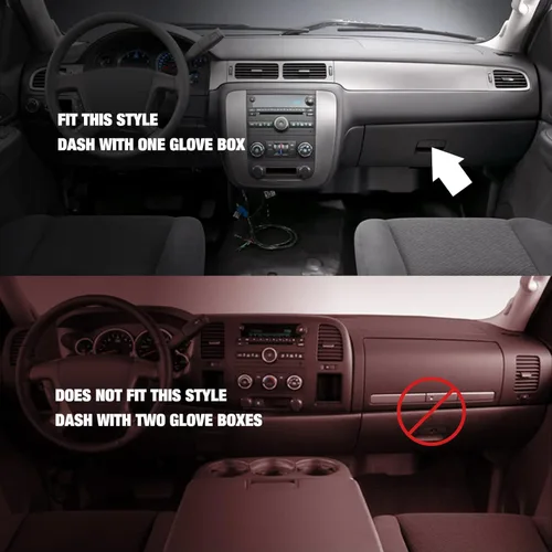 Vista 2 de Alfombrilla para salpicadero compatible con Chevy Tahoe Suburban Denali Avalanche 07-14, GMC Yukon/XL, Chevy Silverado 07-13, GMC Sierra sin altavoz