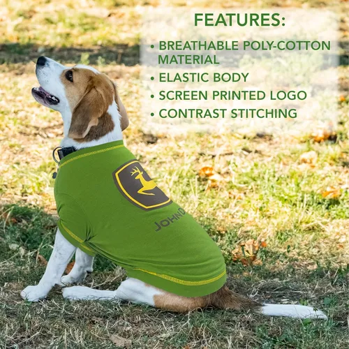 Vista 4 de Pets First Camiseta para perro John Deere, pequeña. Ropa cálida para mascotas, perros, gatos, cachorros, gatitos. Camiseta suave, cómoda y duradera.