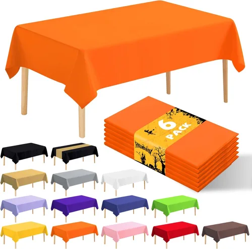 Vista 8 de Paquete de 6 manteles de plástico desechables de alta calidad de 54 x 108 pulgadas, manteles desechables para mesas de 6 a 8 pies, interiores