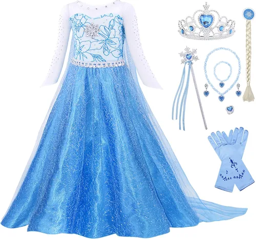 Eledobby Elsa - Disfraz de princesa para niñas, reina de la nieve, vestidos elegantes de princesa, The Frozen Cosplay Cosplay ropa de Halloween con
