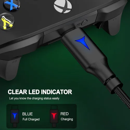 Vista 7 de Paquete de batería recargable para Xbox Series XS 2 x 1400 mAh Xbox con cable de carga USB C de 10 pies y micro USB paquete de batería de control