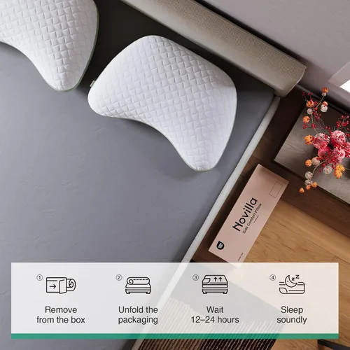 Vista 16 de Novilla Tencel - Almohada curvada para dormir lateral para aliviar el dolor Almohada ajustable CertiPUR-US de espuma viscoelástica triturada
