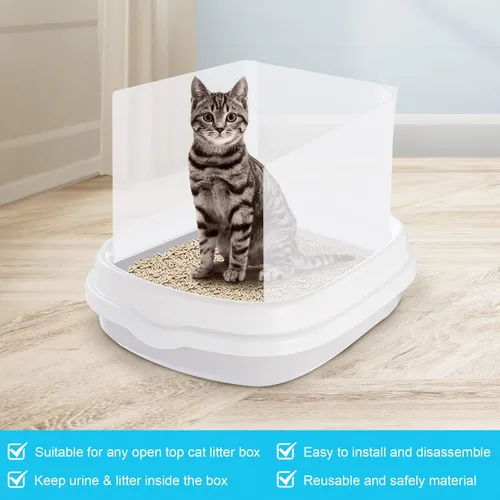 Vista 3 de Caja de arena para gatos, 3 protectores contra salpicaduras para orina, kit de entrenamiento reutilizable de alta cara para inodoro para gatos