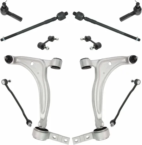 Vista 150 de TRQ Kit de dirección y suspensión delantera y trasera, cremallera de dirección de rótula y fuelle de piñón, barra estabilizadora, barra