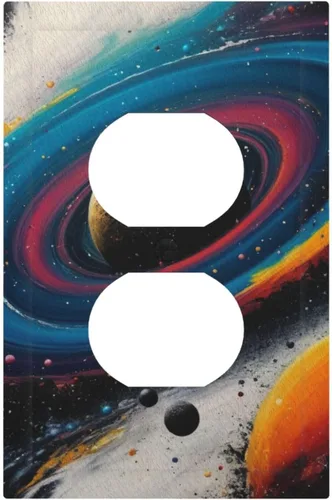 Vista 76 de Placa decorativa para interruptor de luz, diseño bohemio, abstracción, montaña y sol, 2 bandas, 1 palanca, 1 placa de pared dúplex, cubiertas