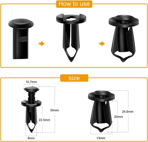 Vista 4 de GOOACC Pernos de protección contra salpicaduras del motor y clips para guardabarros Honda (40 piezas)