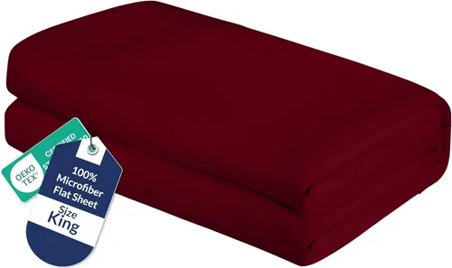 Vista 58 de Royale Linens Sábana Plana Individual – Sábanas Planas de Microfibra Cepillada Ultra Suave 1800 Solamente – Sin Arrugas y Resistentes a las Manchas