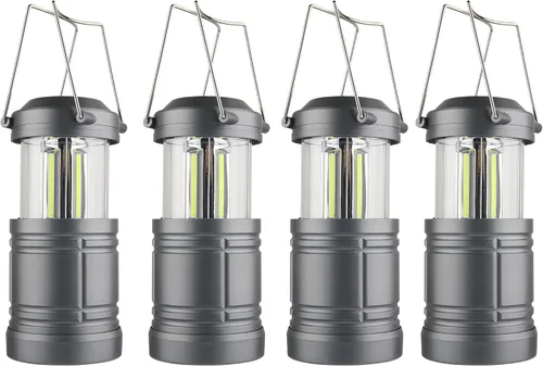 Linterna LED para campamento, linterna colgante a pilas para acampar al aire libre, cortes de energía de emergencia, paquete de 4