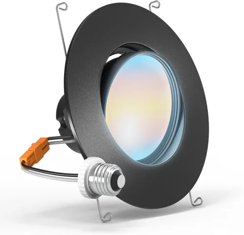 Sunco - Luz empotrable LED cardán de 6 pulgadas, luces oculares ajustables negras, 800 LM, CCT seleccionable 2700K/3000K/3500K/4000K/5000K, 12W