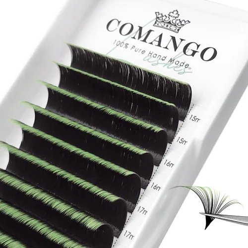 Vista 10 de CoMango Easy Fan - Extensiones de pestañas rizadas C/D de 0.05/0.003 in, pestañas de volumen que florecen automáticamente, color negro mate 2D-20D