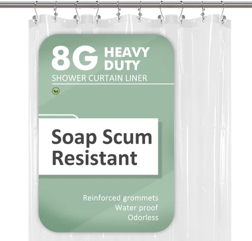 Vista 87 de Barossa Design - Forro de cortina de ducha blanco, PEVA de gama alta, libre de bisfenol A y de cloruro de polivinilo, sin olor químico, cortina