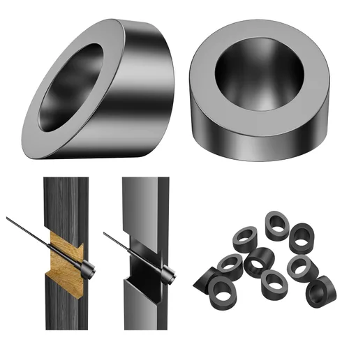 Vista 10 de BLIKA Paquete de 20 arandelas de ángulo negro de identificación de 1/4 pulgadas para barandillas de cable, arandelas biseladas de ángulo negro de 30