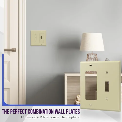 Vista 4 de ENERLITES - Placa de pared combinada para interruptor de palanca y enchufe decorativo, cubierta de acero inoxidable 201, resistente a la corrosión