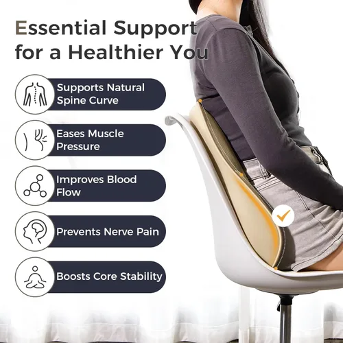 Vista 3 de Coverado Almohada de apoyo lumbar para automóvil, almohada ergonómica de espuma viscoelástica para silla de oficina, cojín de espalda para aliviar