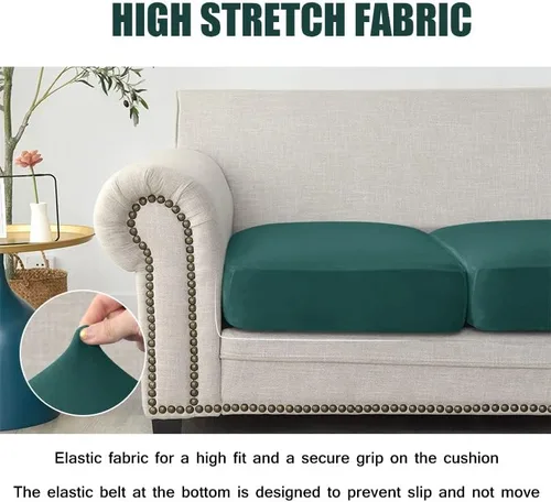 Vista 4 de Funda universal para sofá resistente al desgaste, fundas de terciopelo elástico para cojines separados para sofá, fundas de sofá en forma de L