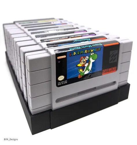 Game Cartridge Holder for Super Nintendo Games - Holds Up To 10 Games - SNES Display Tray