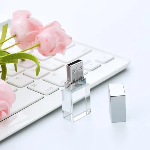Vista 5 de New Crystal Transparent Rectangle Genuine USB Flash Drive Wedding Gift Pen Drive,Silver