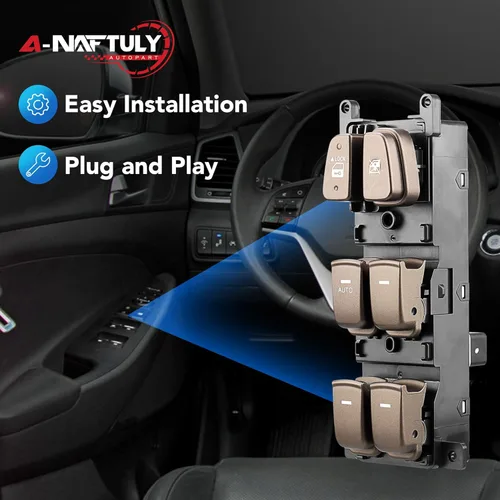 Vista 4 de Interruptor de ventana eléctrica principal del lado del conductor para Hyundai Sonata 2008 2009 2010, interruptor de control de la ventana