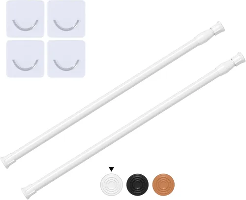 Vista 13 de 6 piezas de varilla de cortina de resorte pequeña de 12 a 20 pulgadas, varilla de tensión negra sin perforación para ventana pequeña, armario