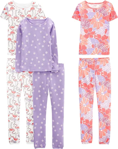 Vista 12 de Simple Joys by Carter's Conjunto de pijama de algodón ajustado de 6 piezas para bebés, niños pequeños y niñas, paquete de 3