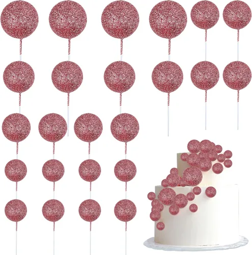 Vista 12 de 24 piezas de decoración para tartas con bolas, púas para pasteles con bolas, decoración para pasteles con forma de bola, decoración para cupcakes