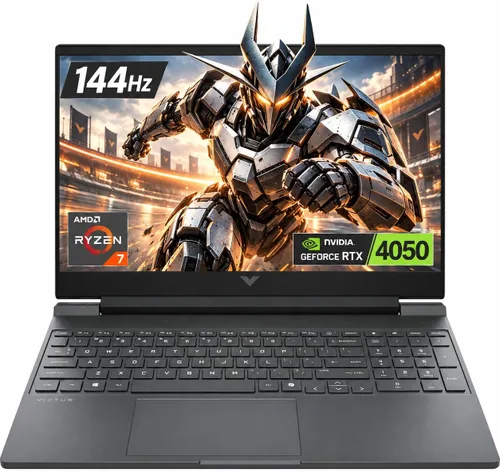 HP Victus 15.6" 144Hz FHD Gaming Laptop | AMD Ryzen 7 7445HS | 8GB DDR5 RAM, 512GB PCIe Gen4 NVMe SSD | NVIDIA GeForce RTX 4050 GPU with 6GB GDDR6