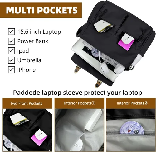 Vista 5 de Travel Messenger Bag for Women Men: Durable Canvas Crossbody Handbag with Adjustable Strap Lightweight Laptop Purse