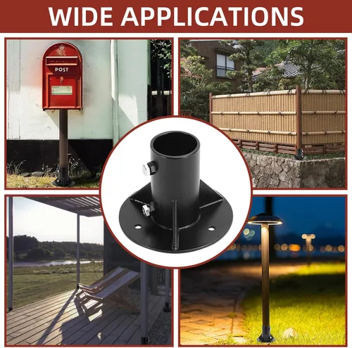 Vista 6 de 1 soporte de base de postes redondos de 2 pulgadas, brida de base, brida de enlace de cadena, brida de piso de poste sólido pesado para sujetar