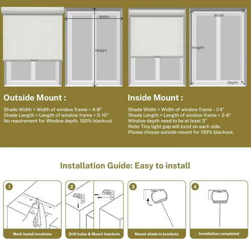 Vista 7 de Persiana enrollable opaca personalizada sin cordón, persianas enrollables con privacidad para oscurecer la habitación, aislamiento térmico para sala