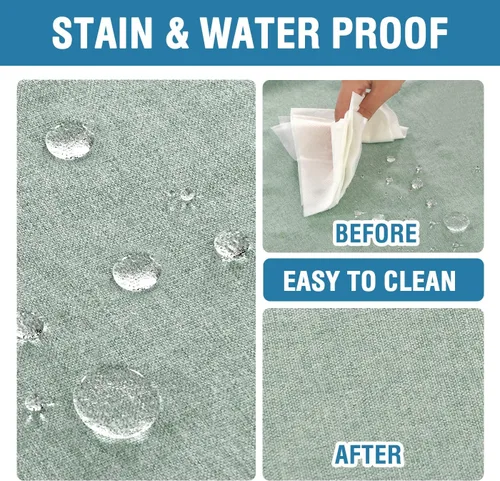 Vista 4 de Mantel rectangular con textura de lino, 54 x 80 pulgadas, impermeable, de lino sólido de alta calidad, a prueba de derrames, para mesa de fiesta