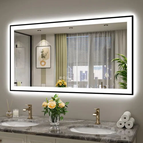 Vista 16 de Espejo de baño LED de 20 x 30 pulgadas con luces delanteras y retroiluminadas, espejo de tocador iluminado para pared de baño con 3