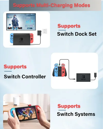 Vista 6 de Adaptador de CA de repuesto y cable HDMI compatible con el nuevo interruptor 5V-1.5A 15V 2.6A