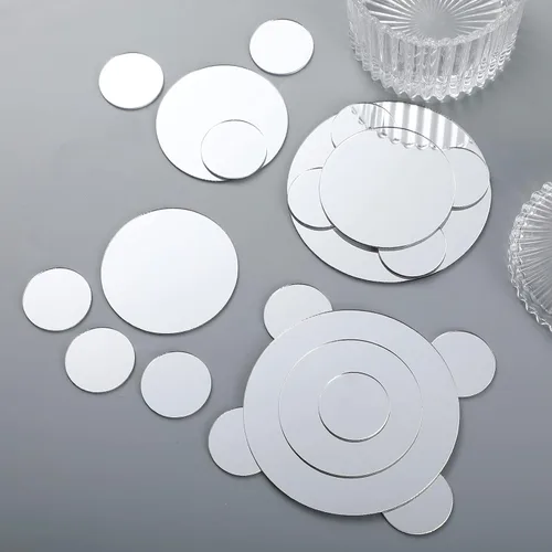 Vista 4 de Jetec 100 azulejos adhesivos de espejo redondo de tamaño mini para manualidades y proyectos de bricolaje de 1 pulgada, 2 pulgadas, 3 pulgadas