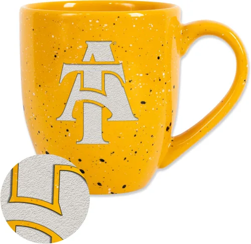 Vista 207 de Rico Industries NCAA Saint Joseph's (PA) Hawks Logo Principal Color Marrón 16 oz Logotipo del Equipo de Color Láser Grabado en Cerámica Moteada Taza