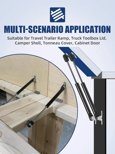 Vista 5 de OTUAYAUTO Puntal de gas de 10 pulgadas, soporte de elevación universal de 200 N45 libras, para soporte de tapa, caja de herramientas, resorte