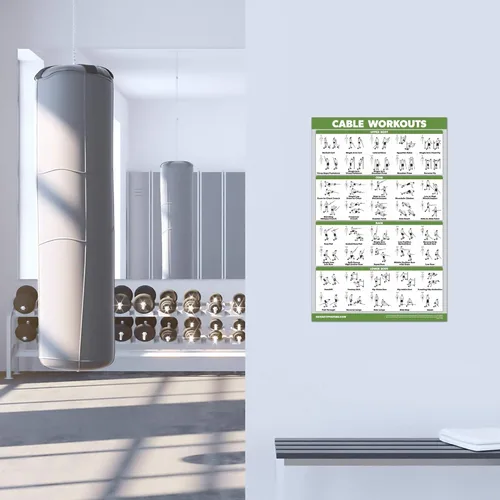 Vista 5 de QUICKFIT - Máquina de cables para póster de entrenamiento, una tabla de ejercicios para estación de entrenamiento de cable, laminada, gimnasio, 18 x