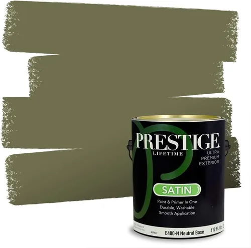 Vista 99 de PRESTIGE Paints - Pintura exterior e imprimación en uno, 1 galón, satinado, verde Bayou