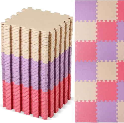 Vista 11 de Nuanchu 60 PCS Tapete de Rompecabezas de Espuma para Niños a Granel - Tapete de Juego de Espuma de Color Sólido con Bordes Entrelazados Alfombra