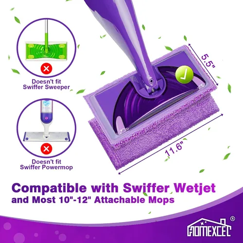 Vista 2 de HOMEXCEL Almohadillas de microfibra para Swiffer Wet Jet 11.5 x 5.5 pulgadas, paquete de 8